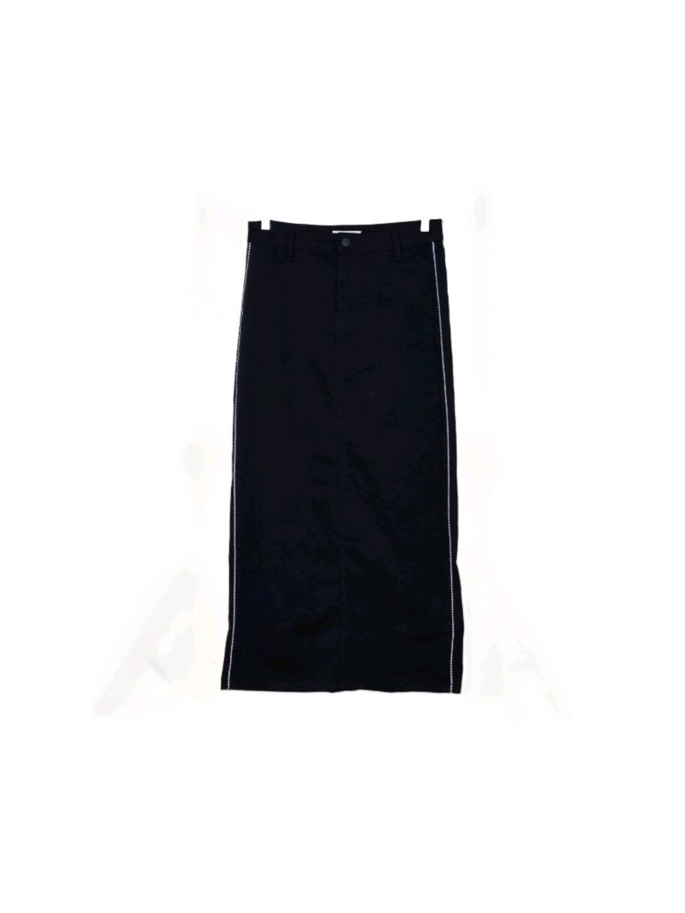 POINT x Heritage Denim Maxi Skirt US 8 Navy Blue Contrast Piping Stretch Grunge